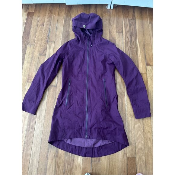 Lululemon Women's Rain Jacket Hooded Zip Up Long Length Windproof Size 6 - Picture 1 of 8